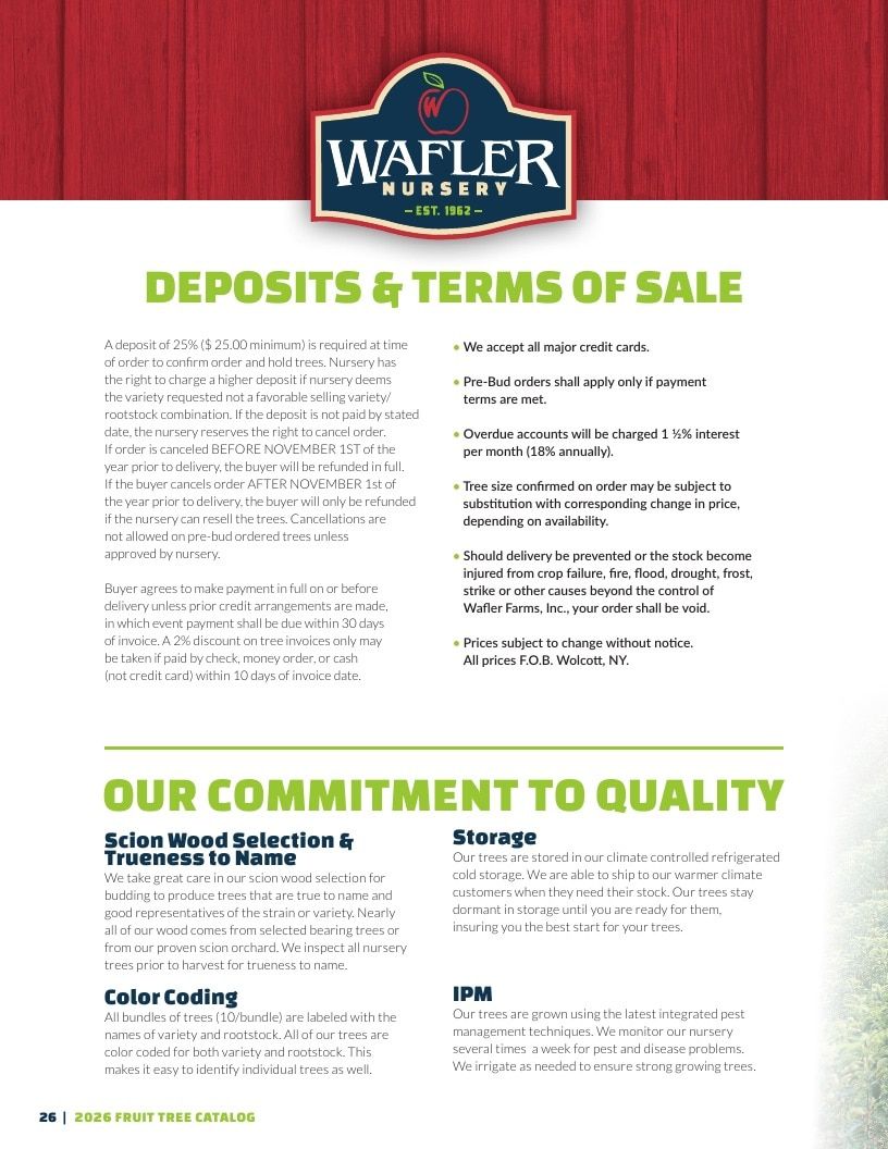 Wafler Nursery Nursery Catalog Weekly Ad January 1 - December 31, 2026