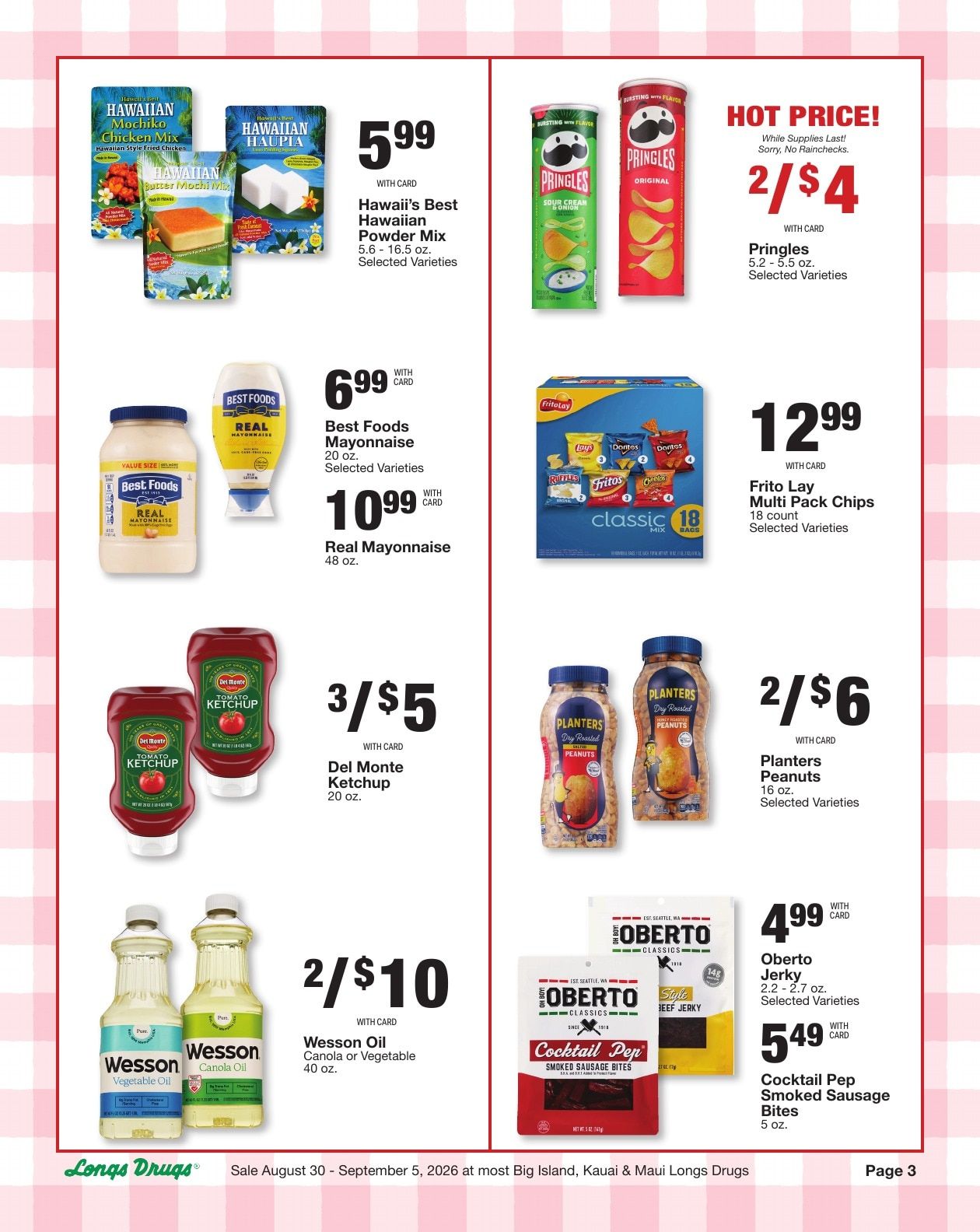Longs Drugs Maui and Kauai Weekly Ad August 30 - September 5, 2026