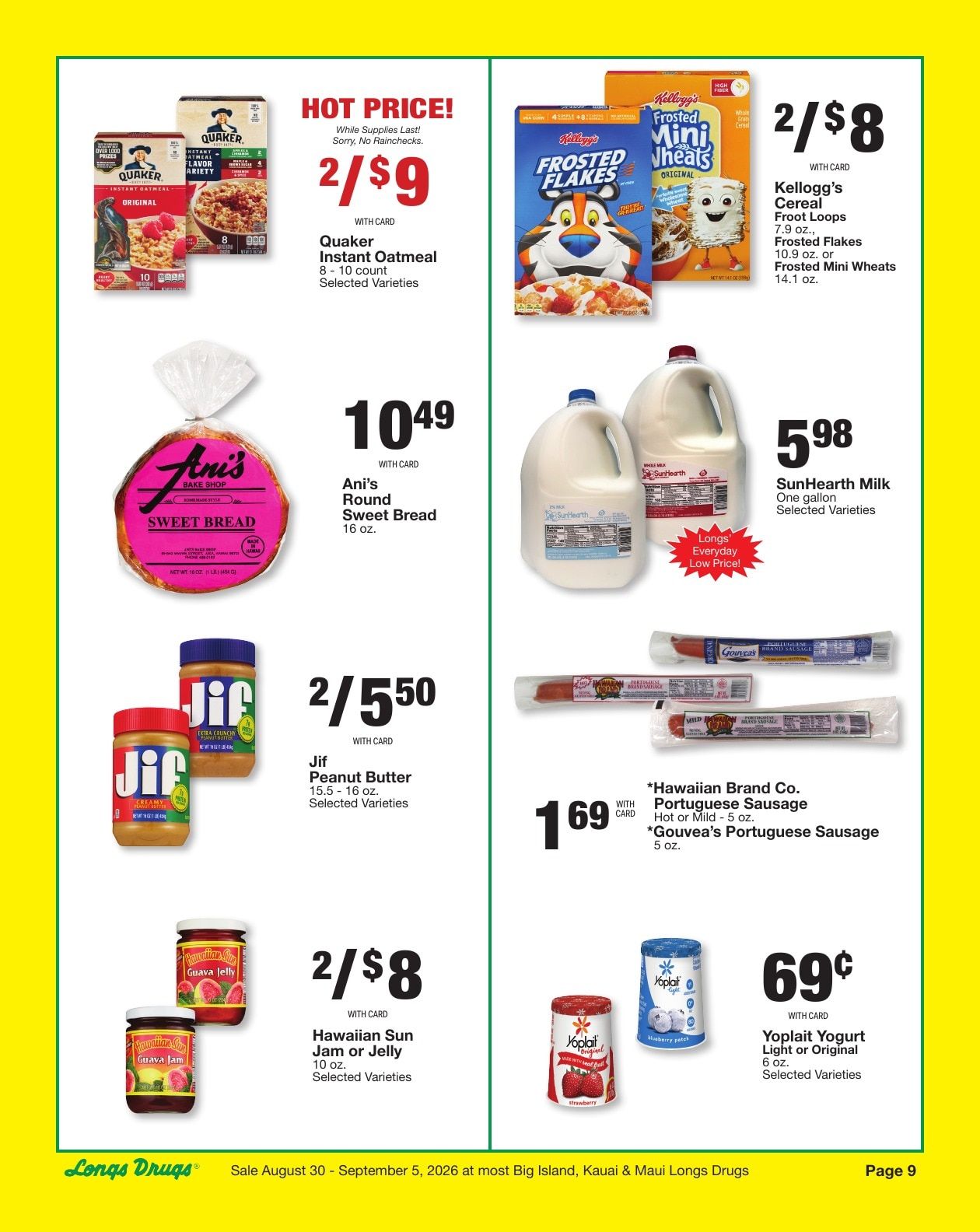 Longs Drugs Maui and Kauai Weekly Ad August 30 - September 5, 2026