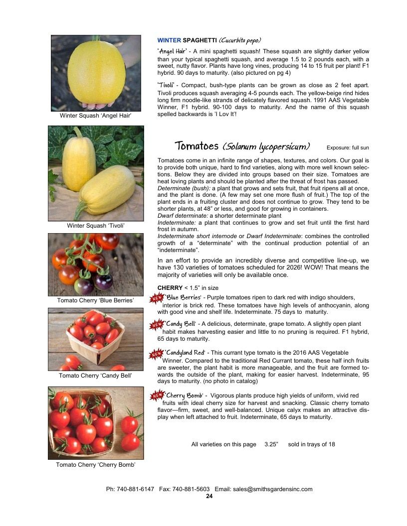 Smith's Gardens Vegetable Catalog Weekly Ad January 1 - December 31, 2026