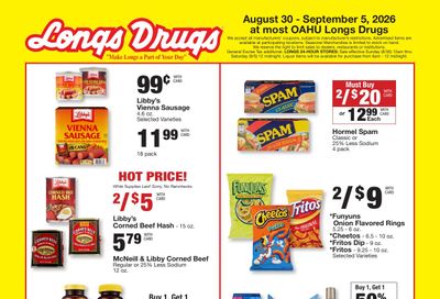 Longs Drugs Oahu Weekly Ad August 30 - September 5, 2026