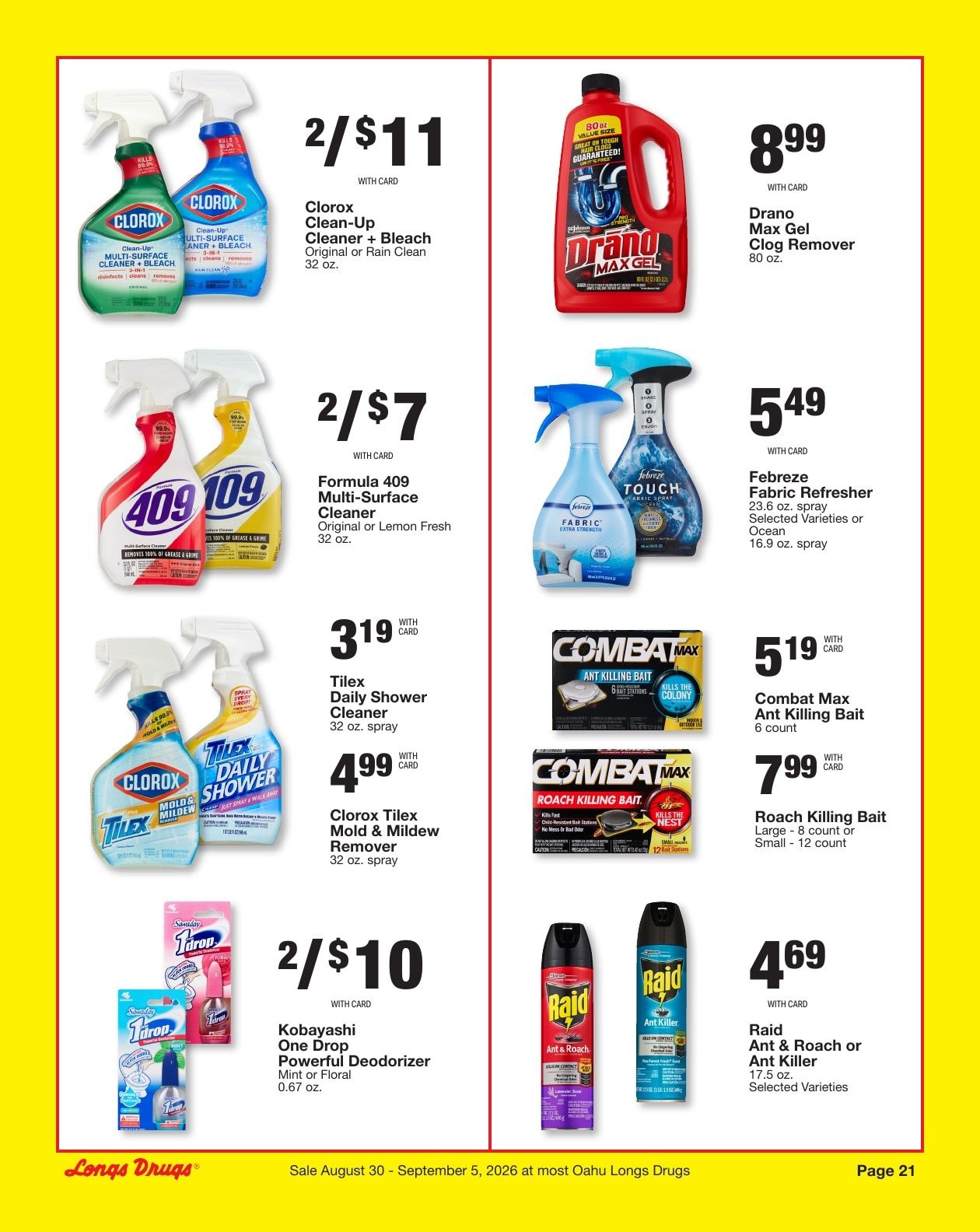 Longs Drugs Oahu Weekly Ad August 30 - September 5, 2026