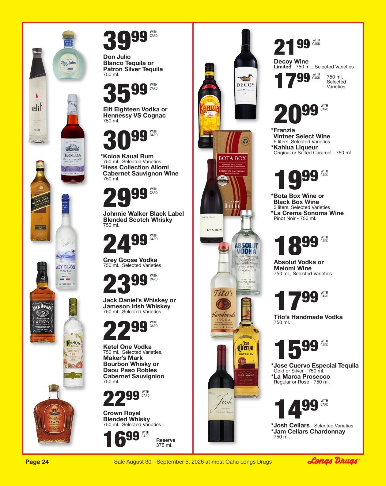 Longs Drugs Oahu Weekly Ad August 30 - September 5, 2026