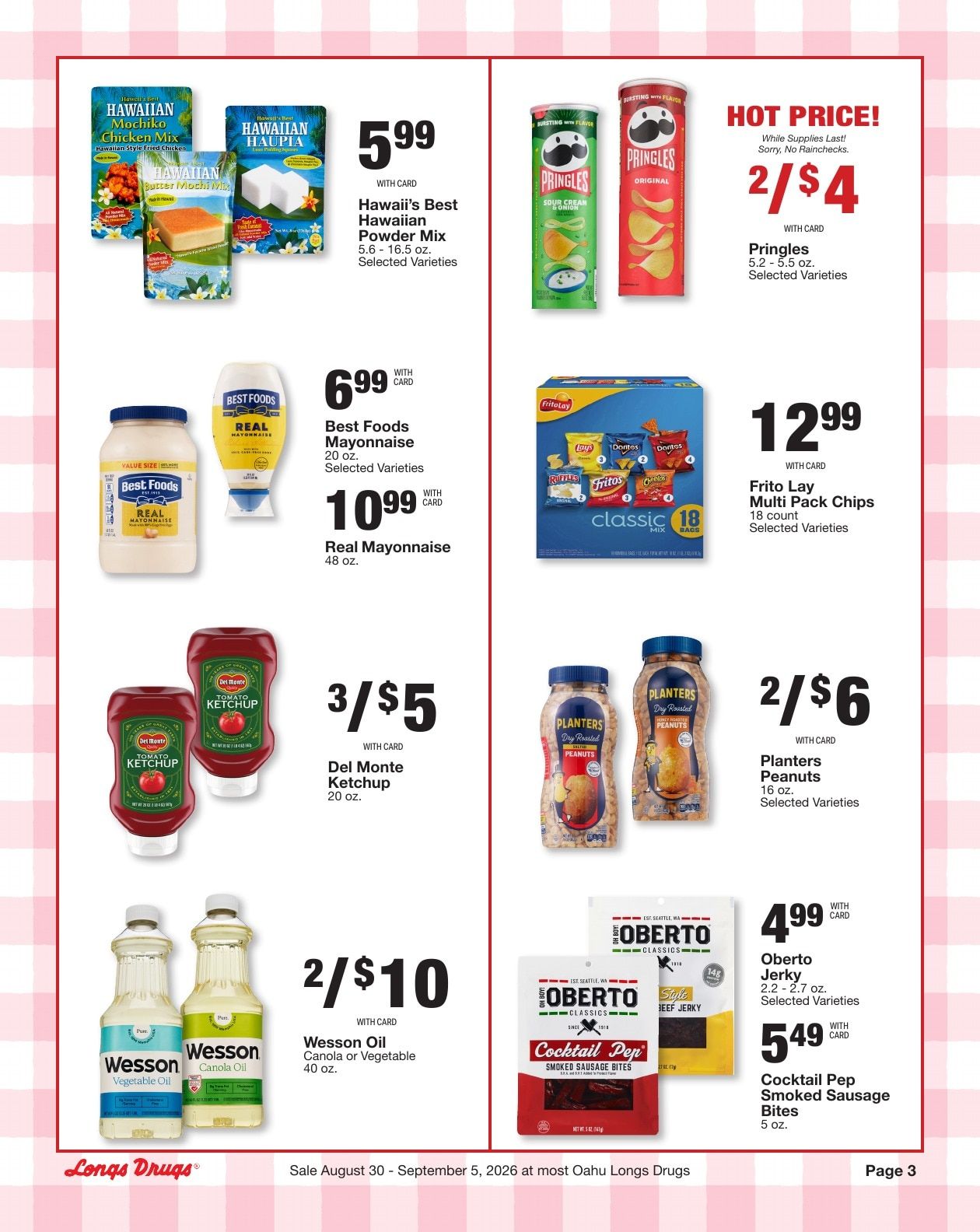 Longs Drugs Oahu Weekly Ad August 30 - September 5, 2026