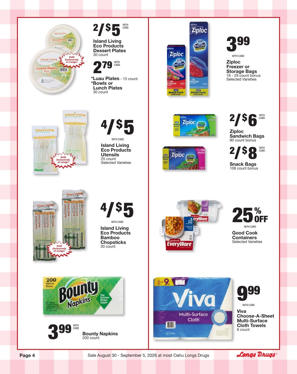 Longs Drugs Oahu Weekly Ad August 30 - September 5, 2026
