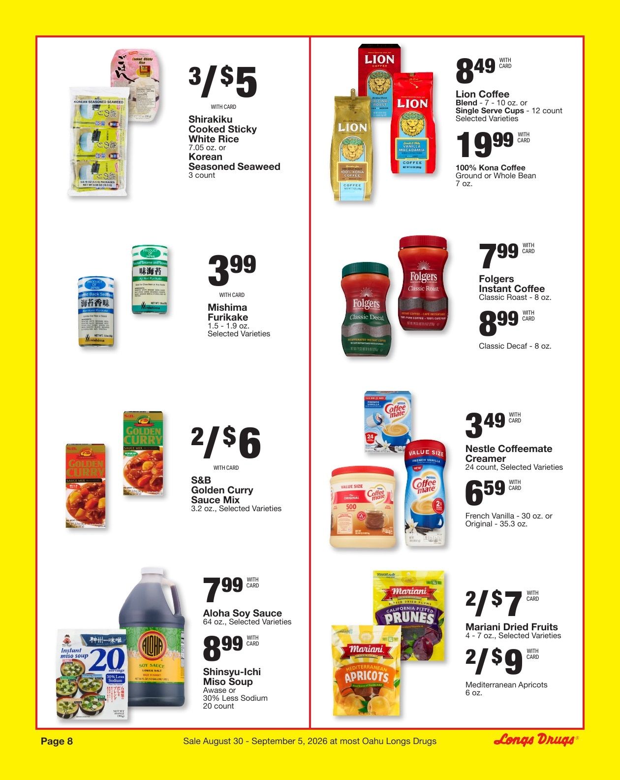 Longs Drugs Oahu Weekly Ad August 30 - September 5, 2026