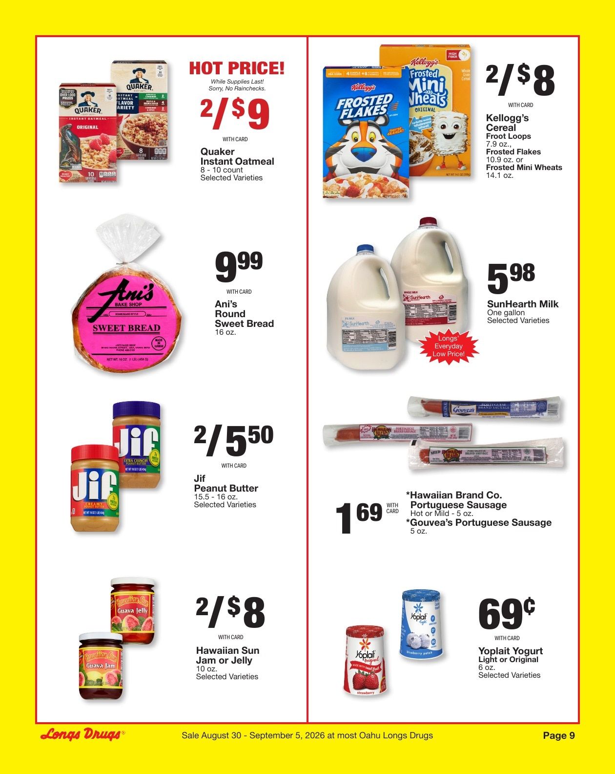 Longs Drugs Oahu Weekly Ad August 30 - September 5, 2026