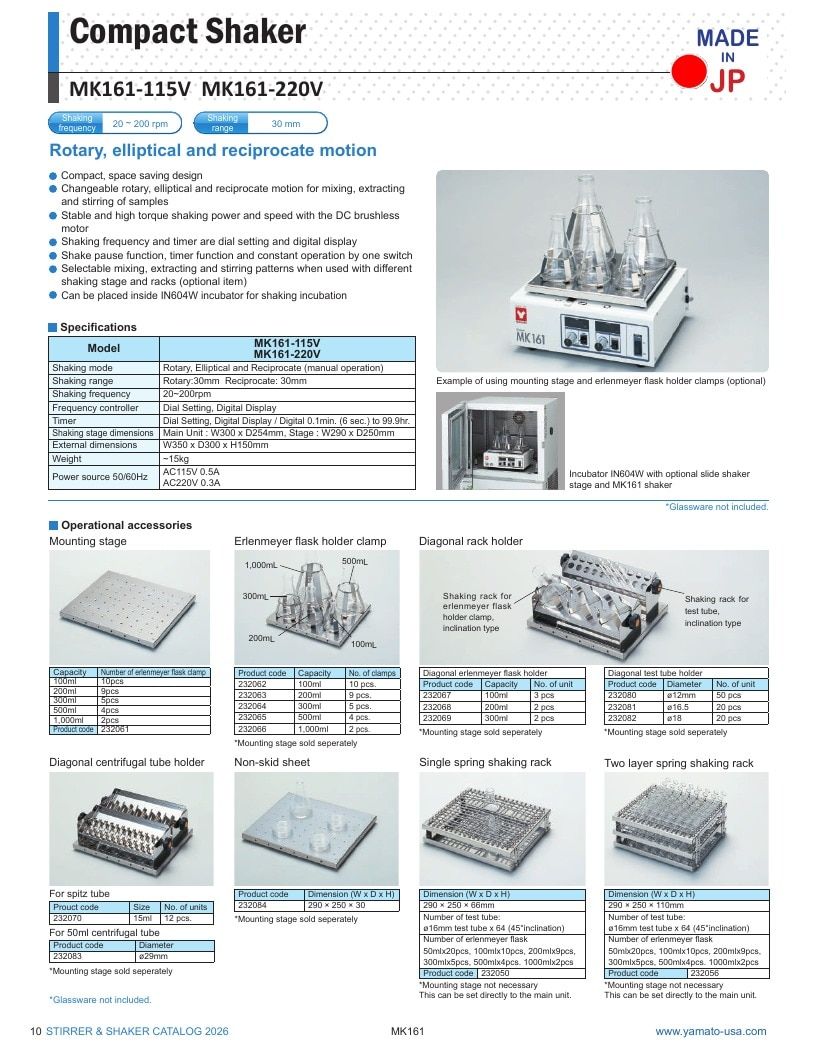Yamato Scientific America Laboratory Equipment Catalog Weekly Ad January 1 - December 31, 2026
