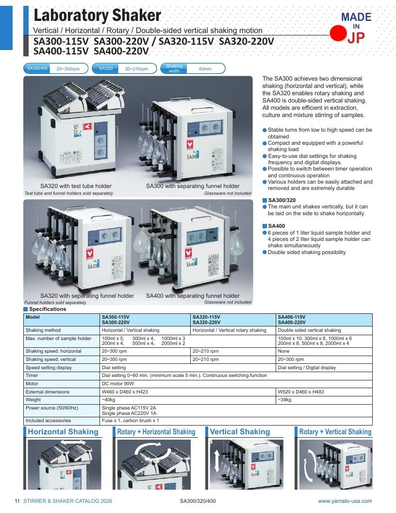 Yamato Scientific America Laboratory Equipment Catalog Weekly Ad January 1 - December 31, 2026