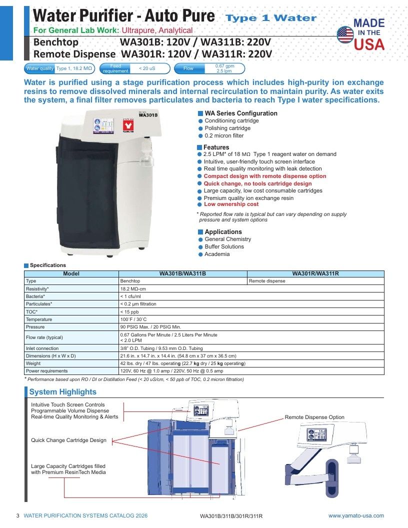 Yamato Scientific America Laboratory Equipment Catalog Weekly Ad January 1 - December 31, 2026