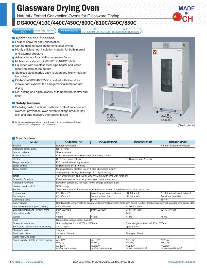 Yamato Scientific America Laboratory Equipment Catalog Weekly Ad January 1 - December 31, 2026