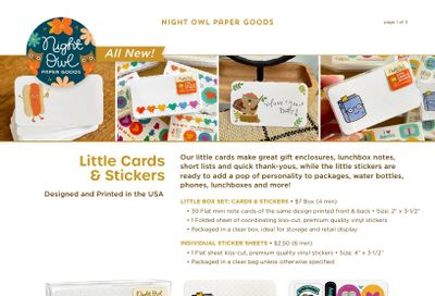 Night Owl Paper Goods Little Cards and Stickers Weekly Ad January 1 - December 31, 2026