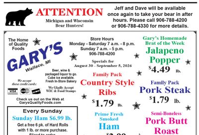 Gary's Quality Foods Weekly Ad August 30 - September 5, 2026