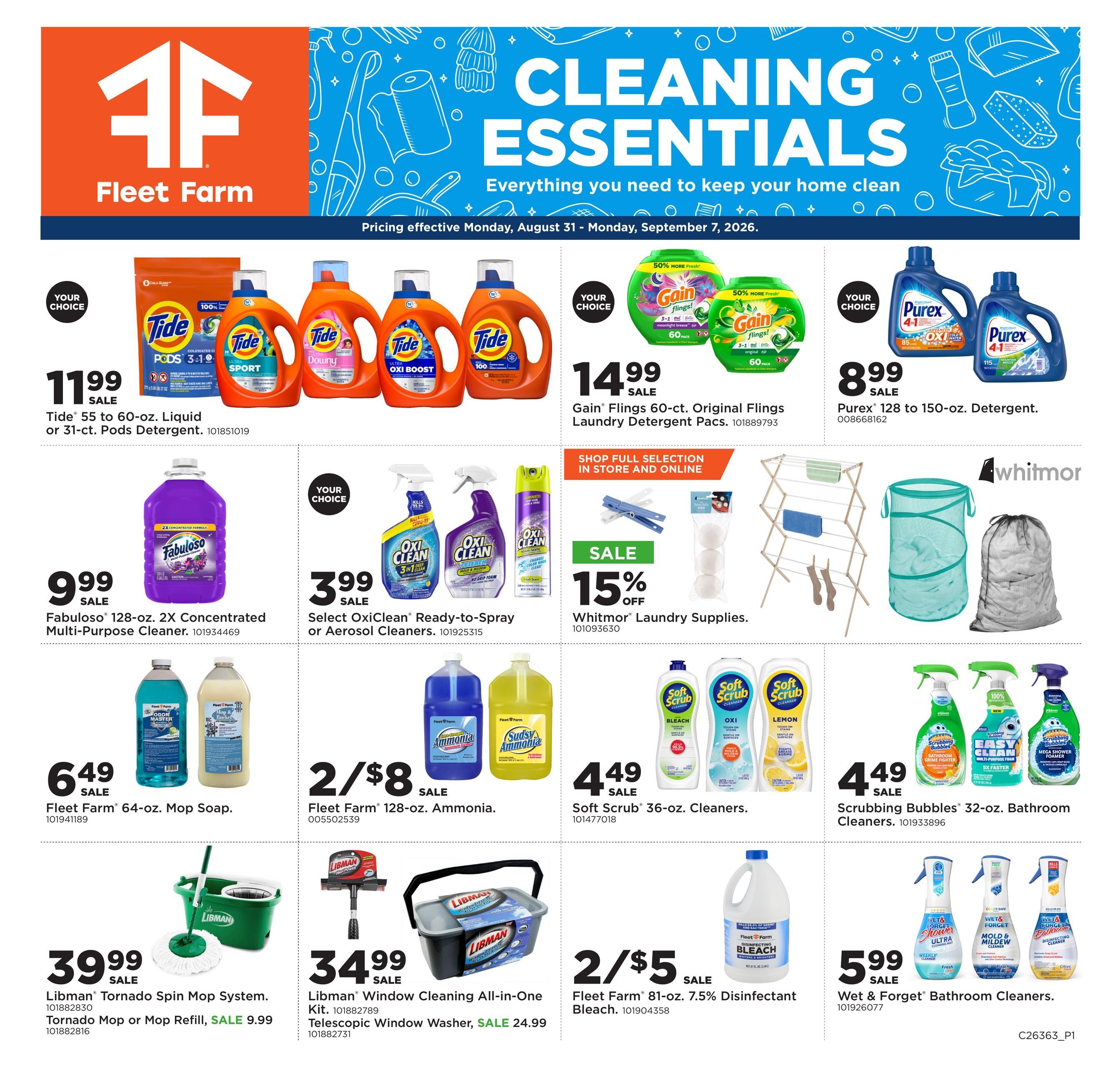 Fleet Farm Home & Cleaning Weekly Ad August 31 - September 7, 2026