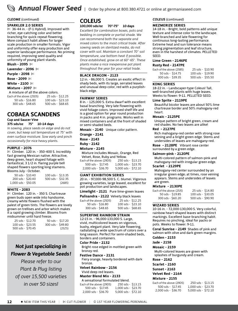 Germania Seed Company Seed Catalog Weekly Ad January 1 - December 31, 2026