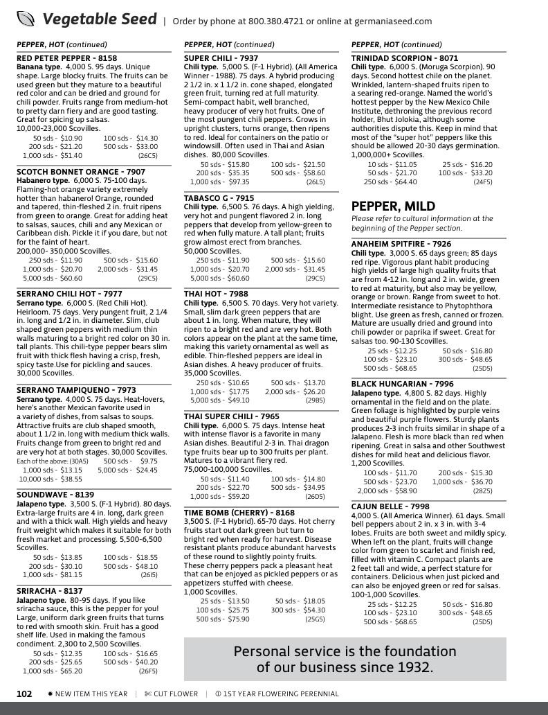 Germania Seed Company Seed Catalog Weekly Ad January 1 - December 31, 2026