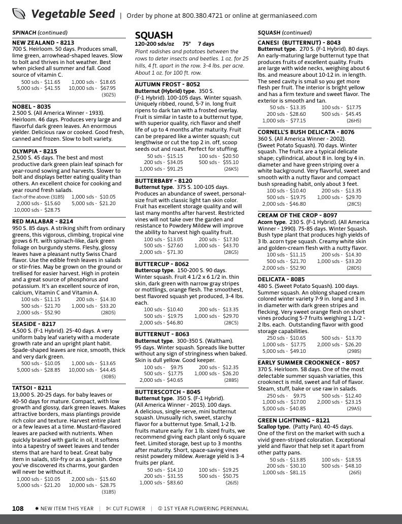 Germania Seed Company Seed Catalog Weekly Ad January 1 - December 31, 2026