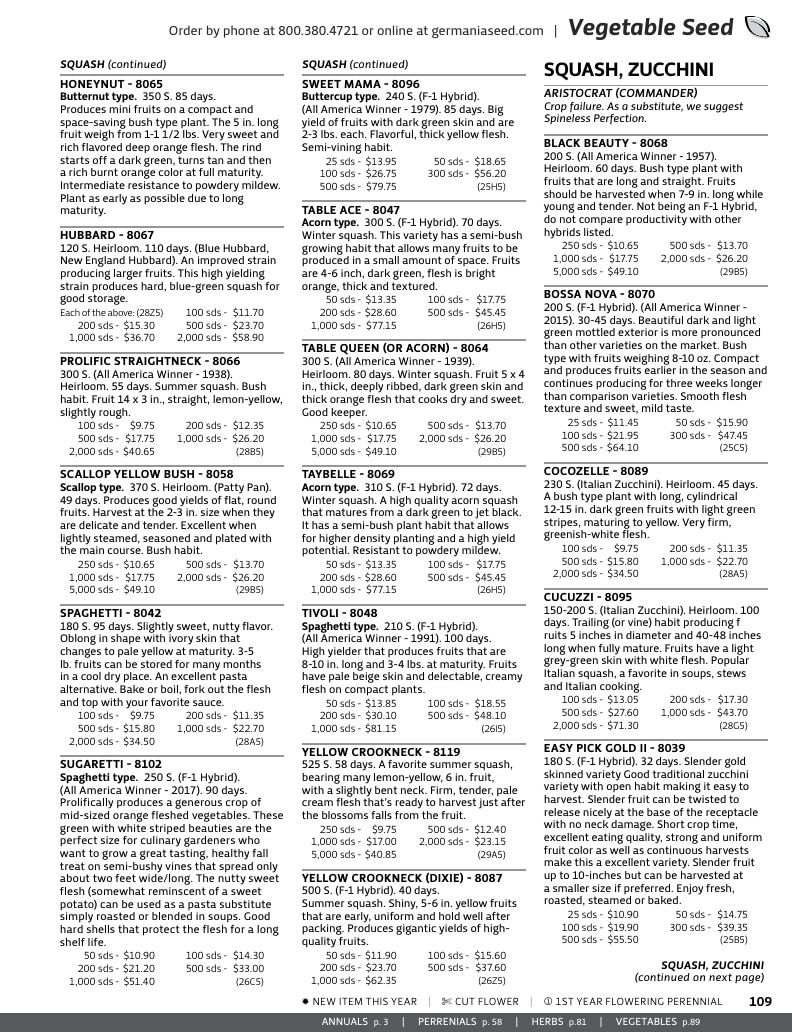 Germania Seed Company Seed Catalog Weekly Ad January 1 - December 31, 2026