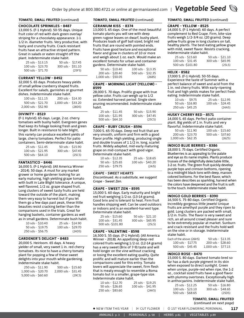 Germania Seed Company Seed Catalog Weekly Ad January 1 - December 31, 2026
