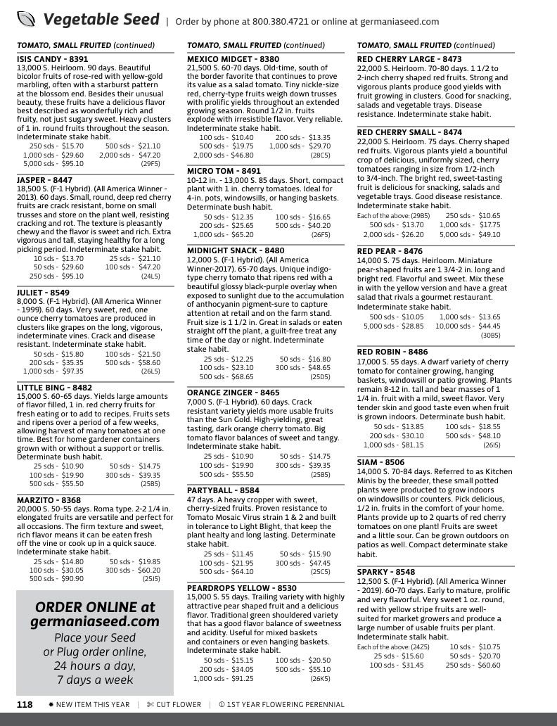 Germania Seed Company Seed Catalog Weekly Ad January 1 - December 31, 2026