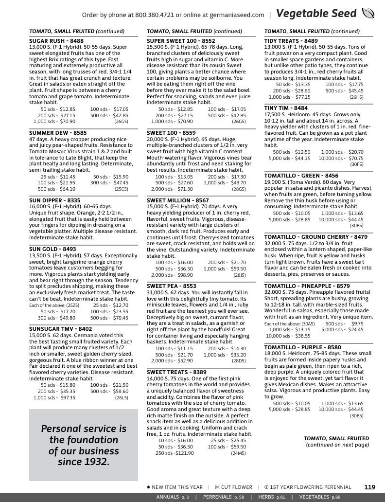 Germania Seed Company Seed Catalog Weekly Ad January 1 - December 31, 2026