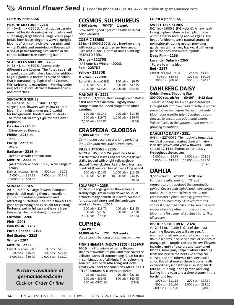 Germania Seed Company Seed Catalog Weekly Ad January 1 - December 31, 2026