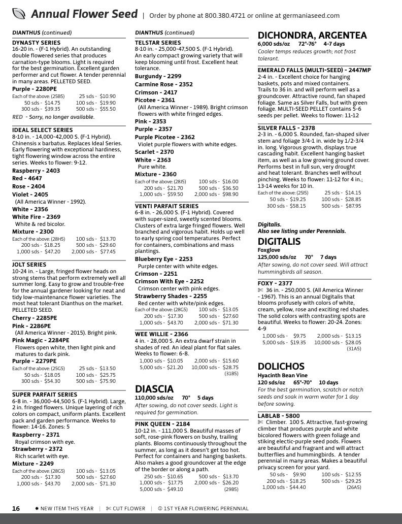 Germania Seed Company Seed Catalog Weekly Ad January 1 - December 31, 2026