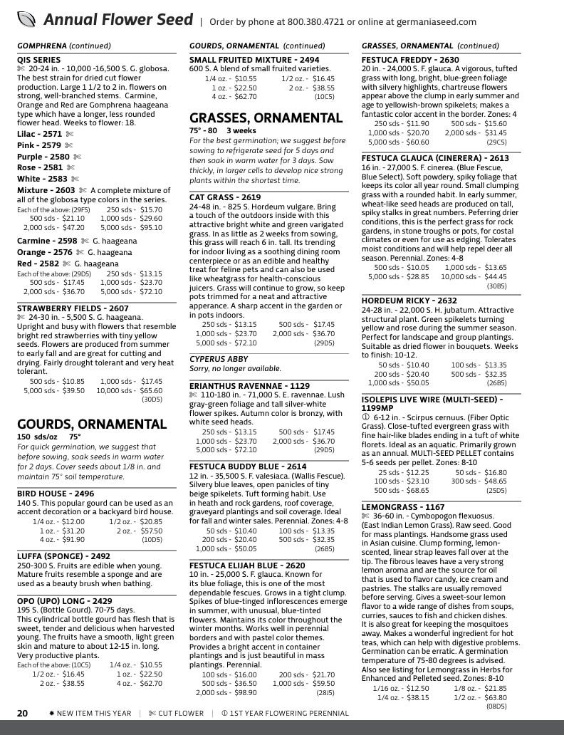 Germania Seed Company Seed Catalog Weekly Ad January 1 - December 31, 2026