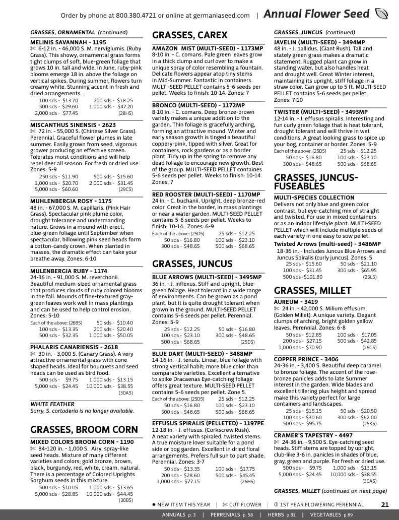 Germania Seed Company Seed Catalog Weekly Ad January 1 - December 31, 2026