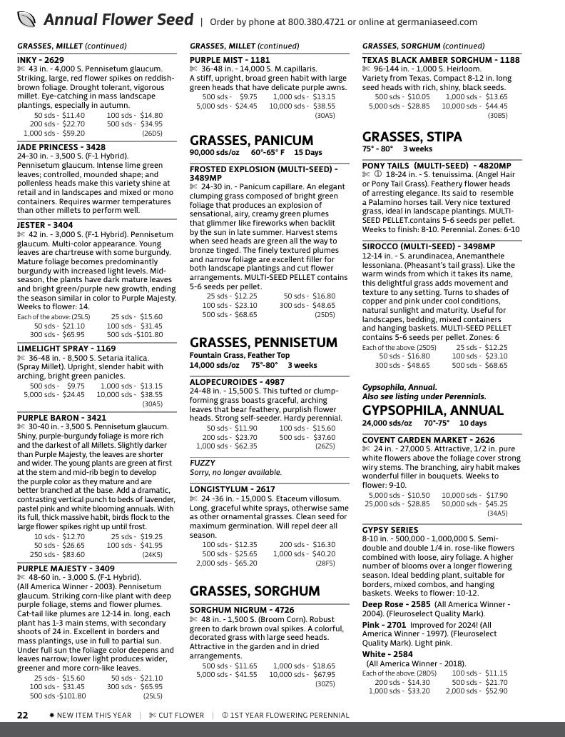 Germania Seed Company Seed Catalog Weekly Ad January 1 - December 31, 2026