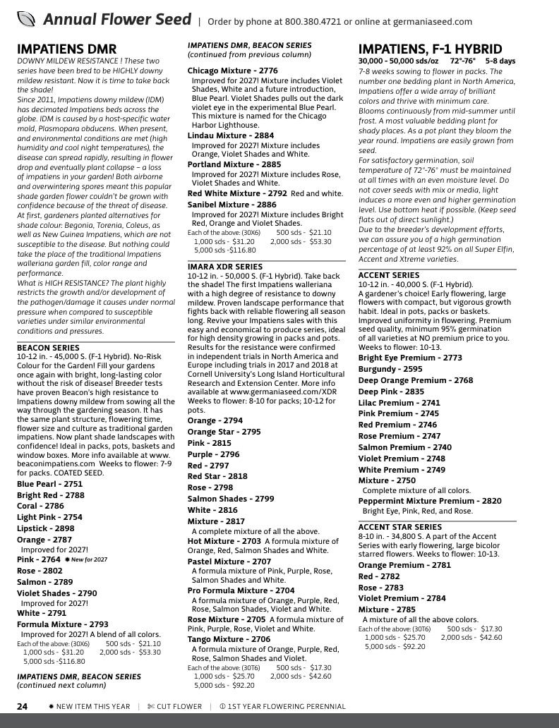 Germania Seed Company Seed Catalog Weekly Ad January 1 - December 31, 2026