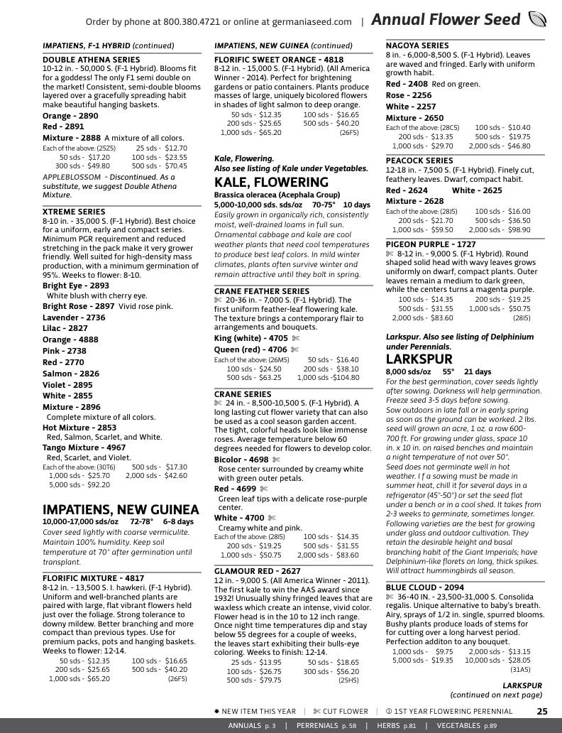 Germania Seed Company Seed Catalog Weekly Ad January 1 - December 31, 2026