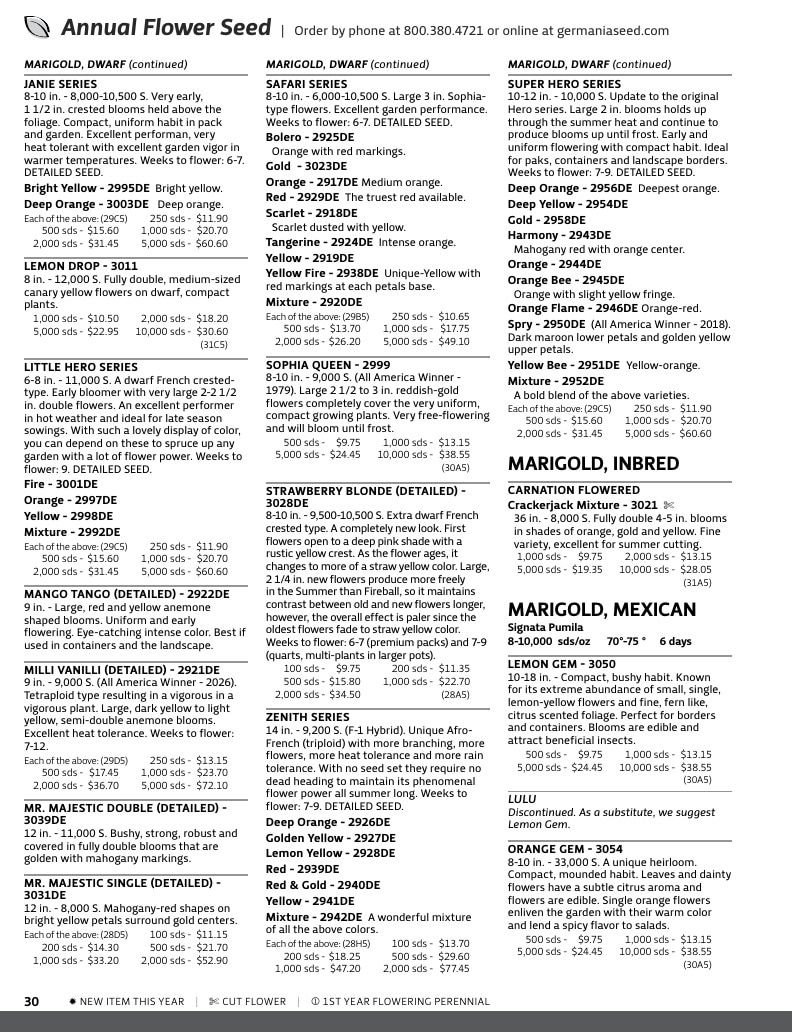 Germania Seed Company Seed Catalog Weekly Ad January 1 - December 31, 2026
