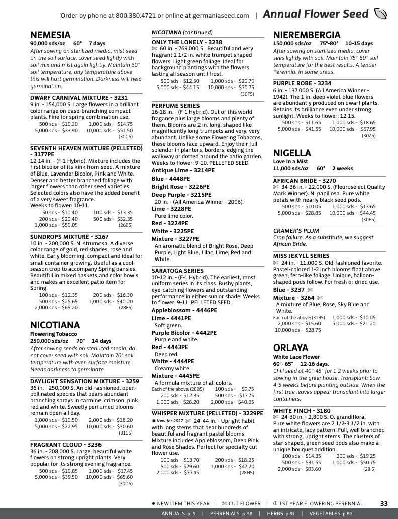 Germania Seed Company Seed Catalog Weekly Ad January 1 - December 31, 2026