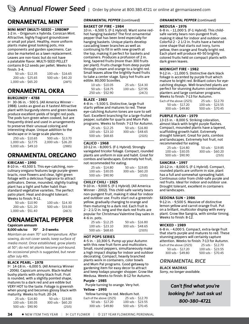 Germania Seed Company Seed Catalog Weekly Ad January 1 - December 31, 2026