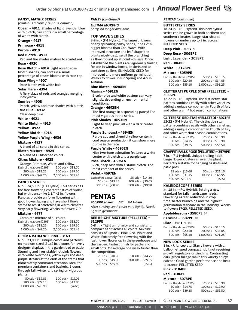 Germania Seed Company Seed Catalog Weekly Ad January 1 - December 31, 2026