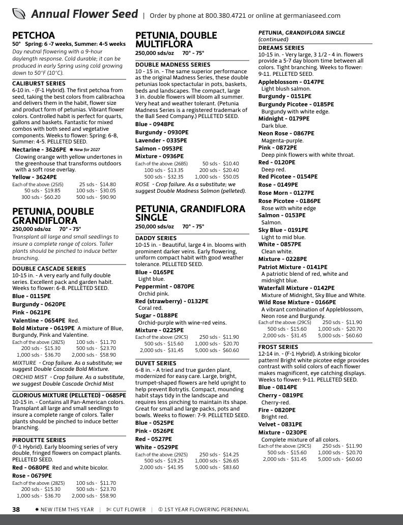 Germania Seed Company Seed Catalog Weekly Ad January 1 - December 31, 2026