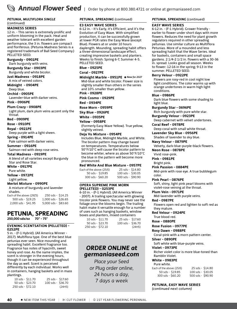 Germania Seed Company Seed Catalog Weekly Ad January 1 - December 31, 2026