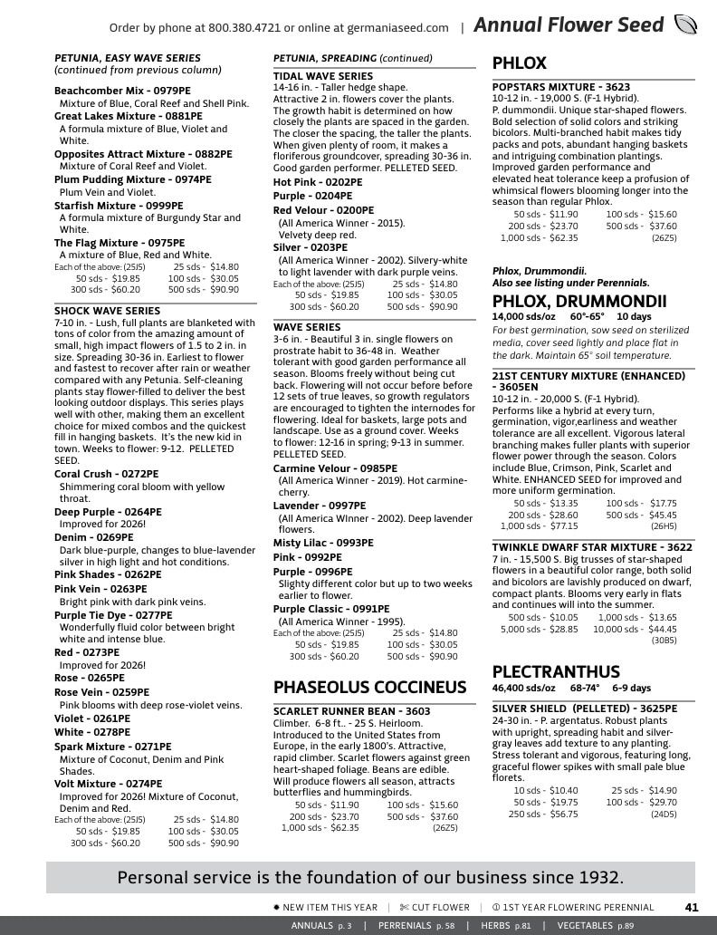 Germania Seed Company Seed Catalog Weekly Ad January 1 - December 31, 2026