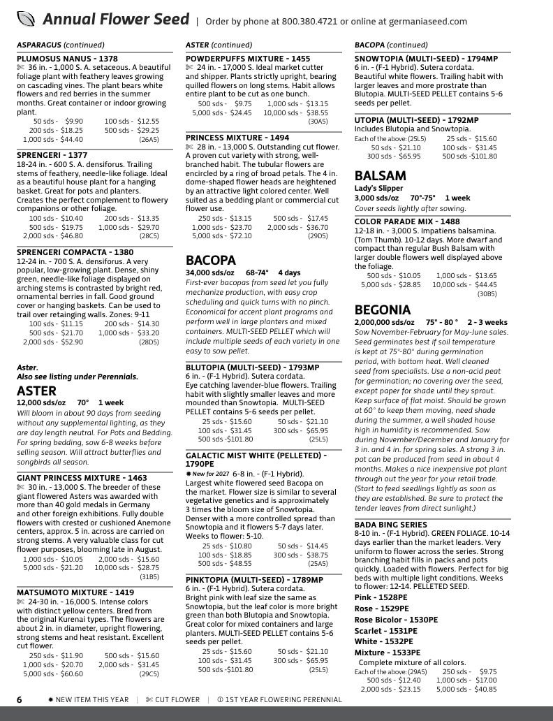 Germania Seed Company Seed Catalog Weekly Ad January 1 - December 31, 2026
