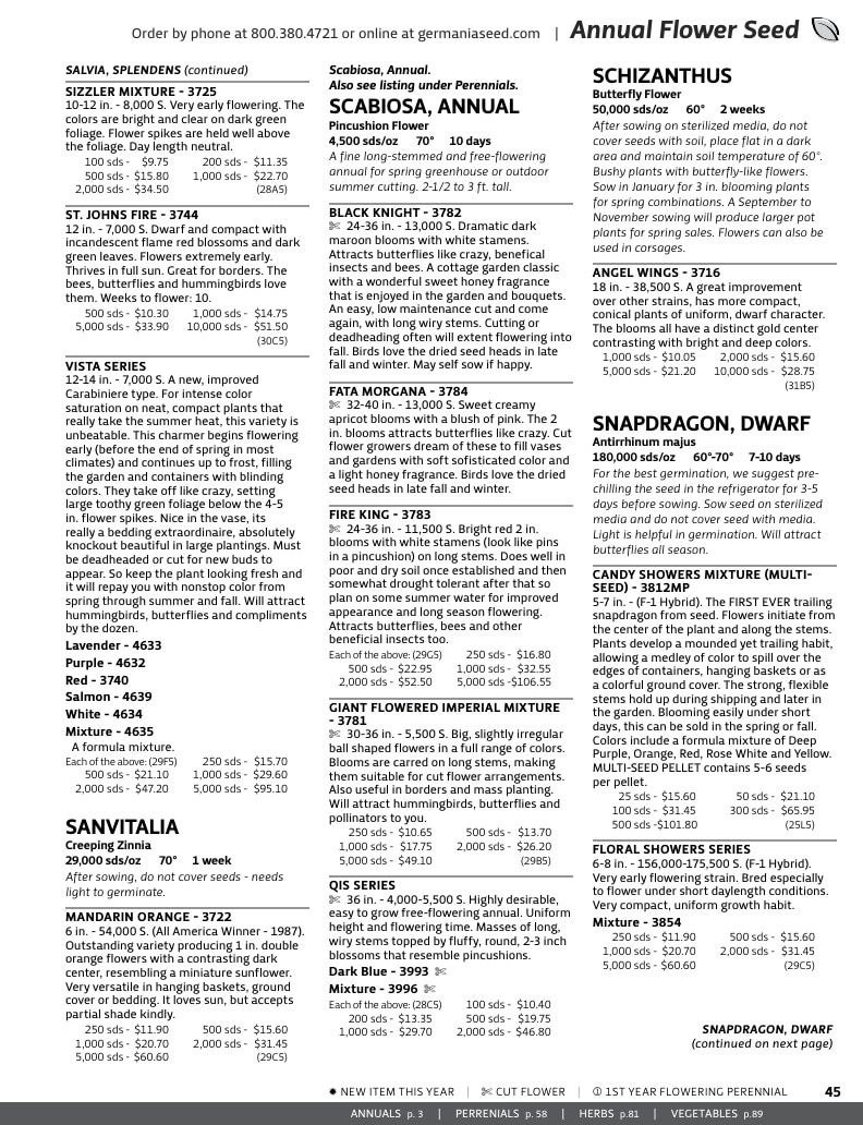 Germania Seed Company Seed Catalog Weekly Ad January 1 - December 31, 2026