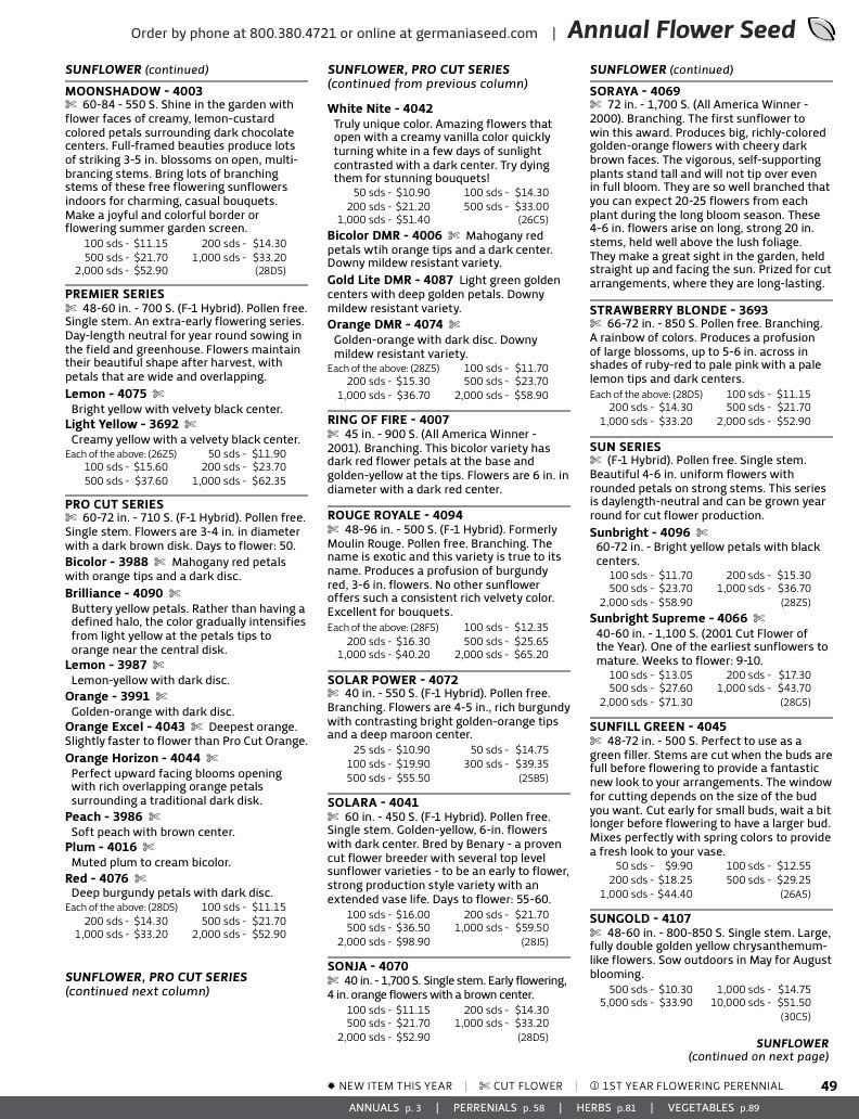 Germania Seed Company Seed Catalog Weekly Ad January 1 - December 31, 2026
