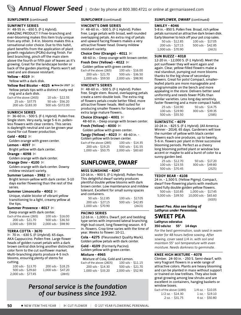 Germania Seed Company Seed Catalog Weekly Ad January 1 - December 31, 2026