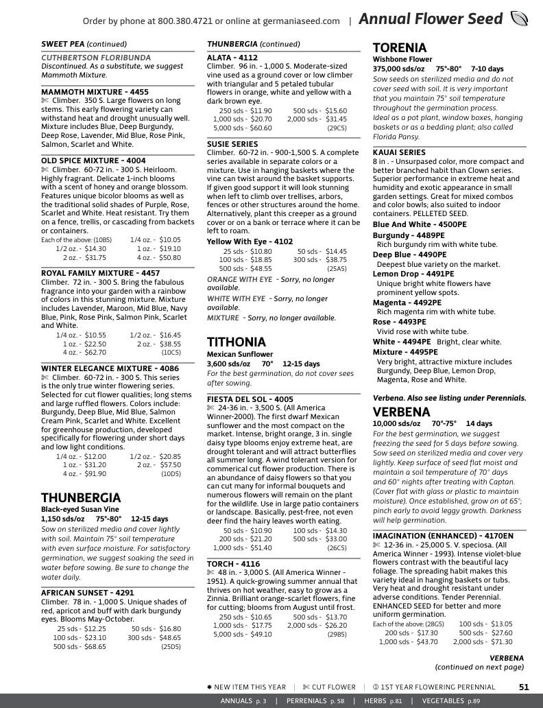 Germania Seed Company Seed Catalog Weekly Ad January 1 - December 31, 2026