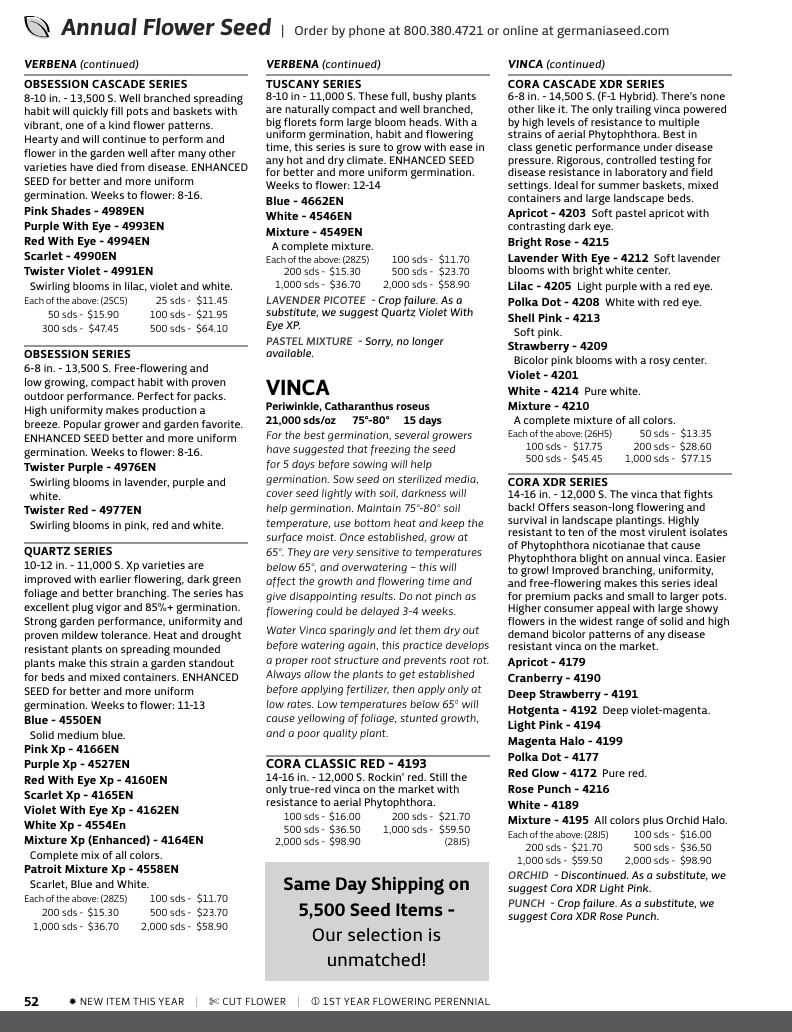 Germania Seed Company Seed Catalog Weekly Ad January 1 - December 31, 2026