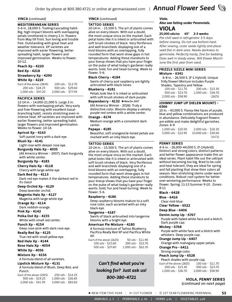 Germania Seed Company Seed Catalog Weekly Ad January 1 - December 31, 2026