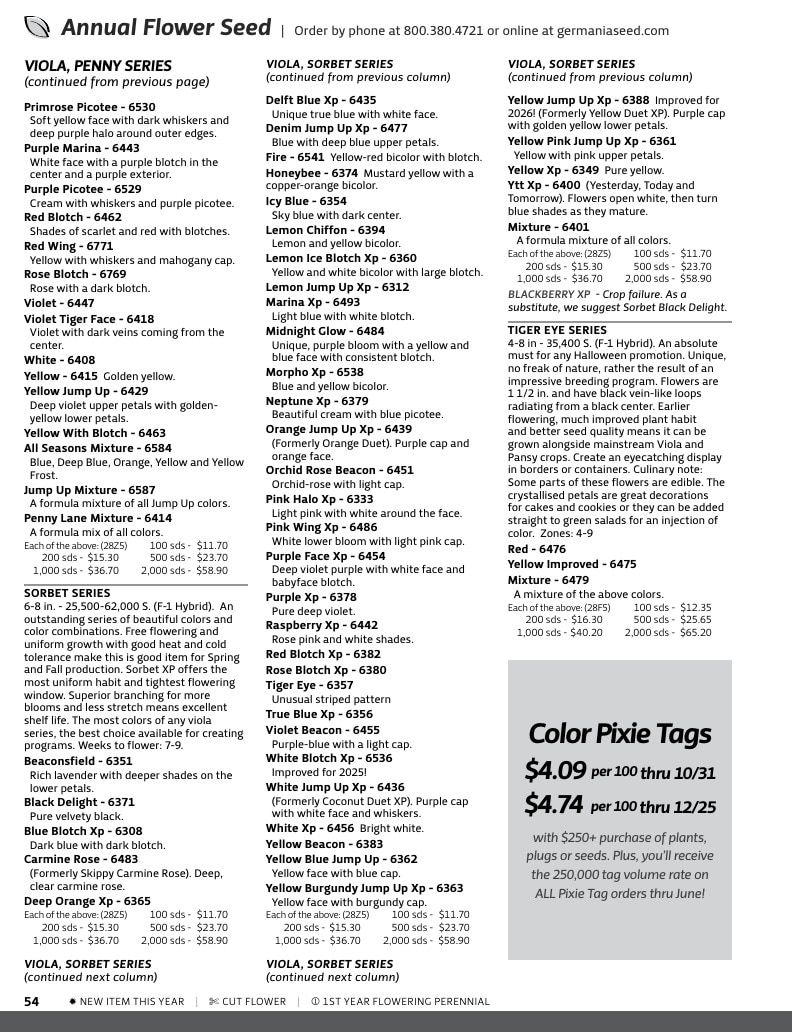 Germania Seed Company Seed Catalog Weekly Ad January 1 - December 31, 2026