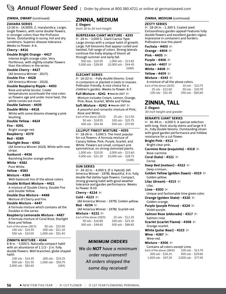 Germania Seed Company Seed Catalog Weekly Ad January 1 - December 31, 2026