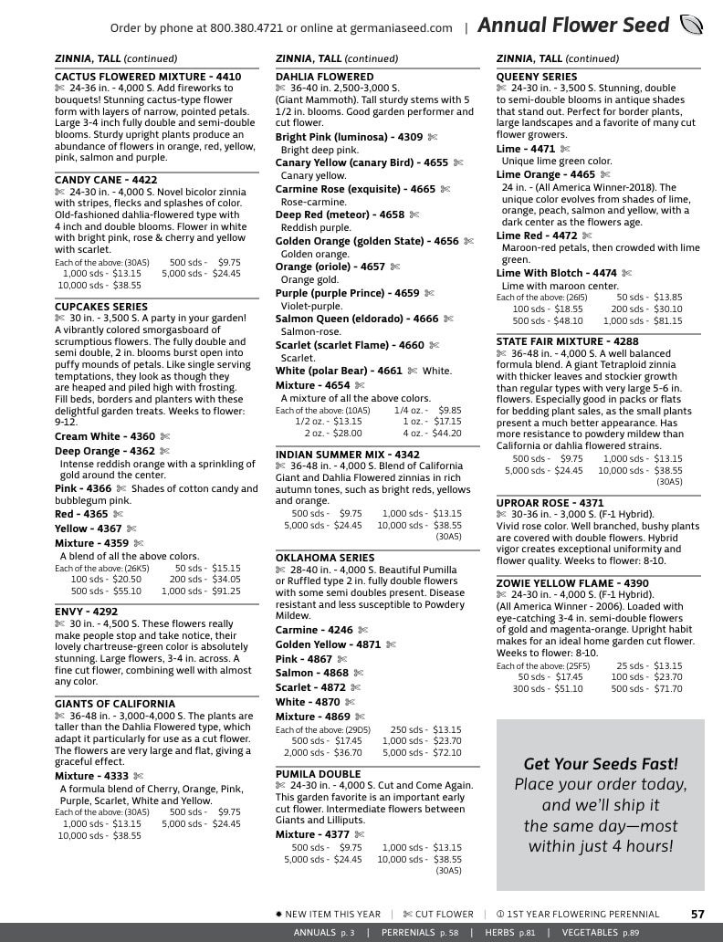 Germania Seed Company Seed Catalog Weekly Ad January 1 - December 31, 2026