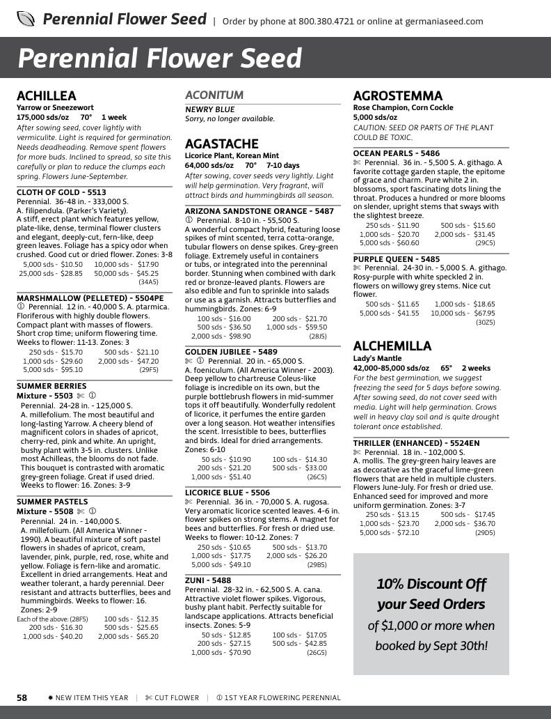 Germania Seed Company Seed Catalog Weekly Ad January 1 - December 31, 2026